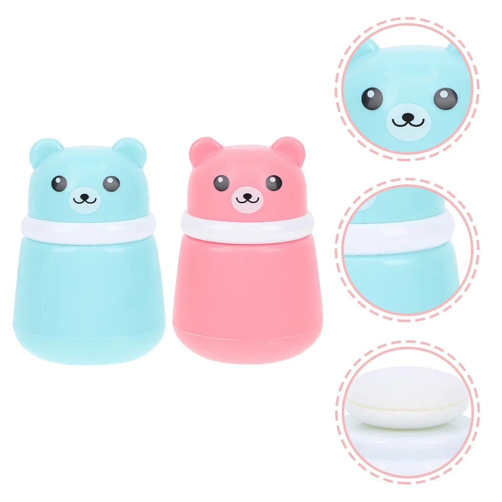 

2 Pcs Powder Puff Box Make Infant Storage Container Baby Talcum Case Plush Pp Kids Child