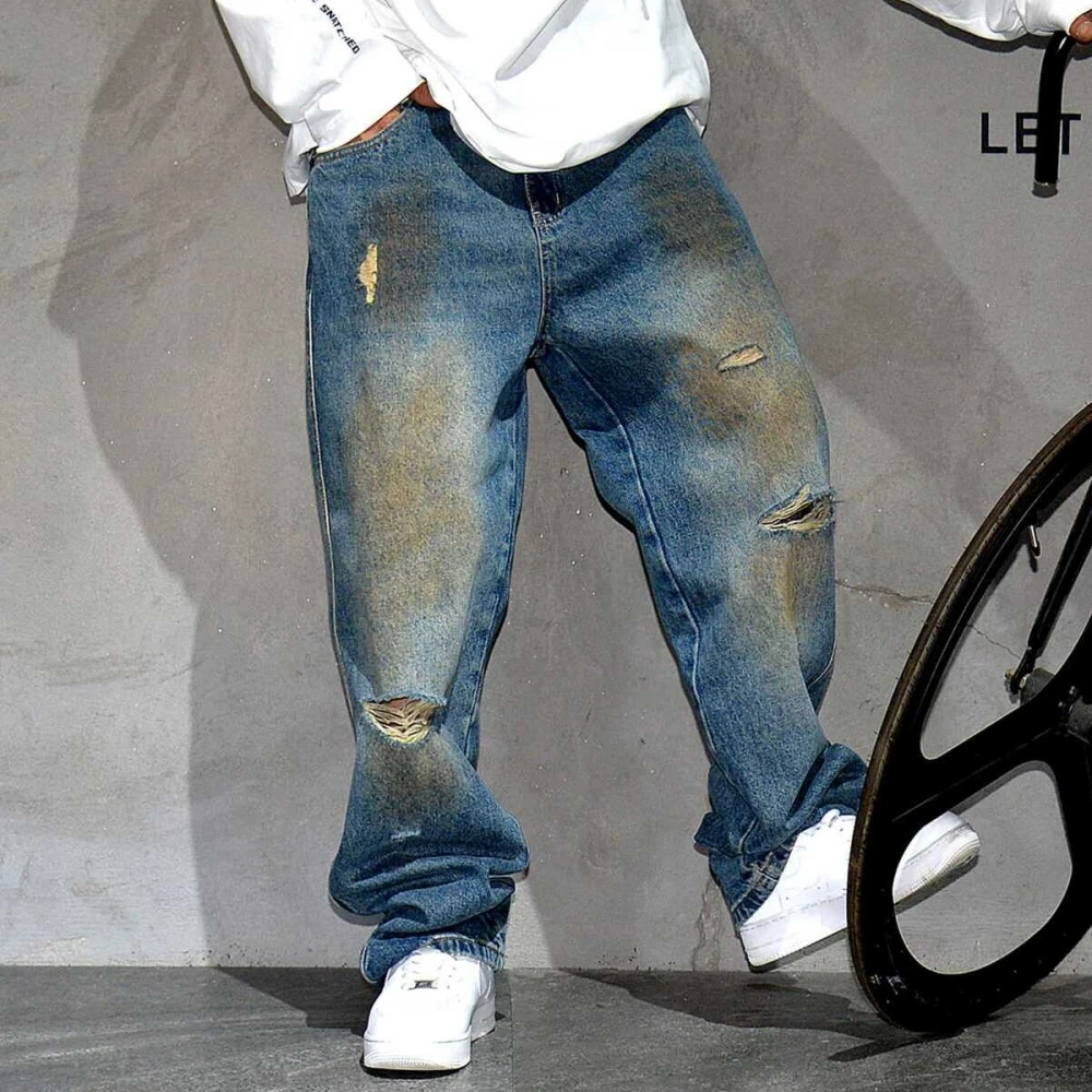Американские винтажные мешковатые джинсы мужская одежда высококачественные