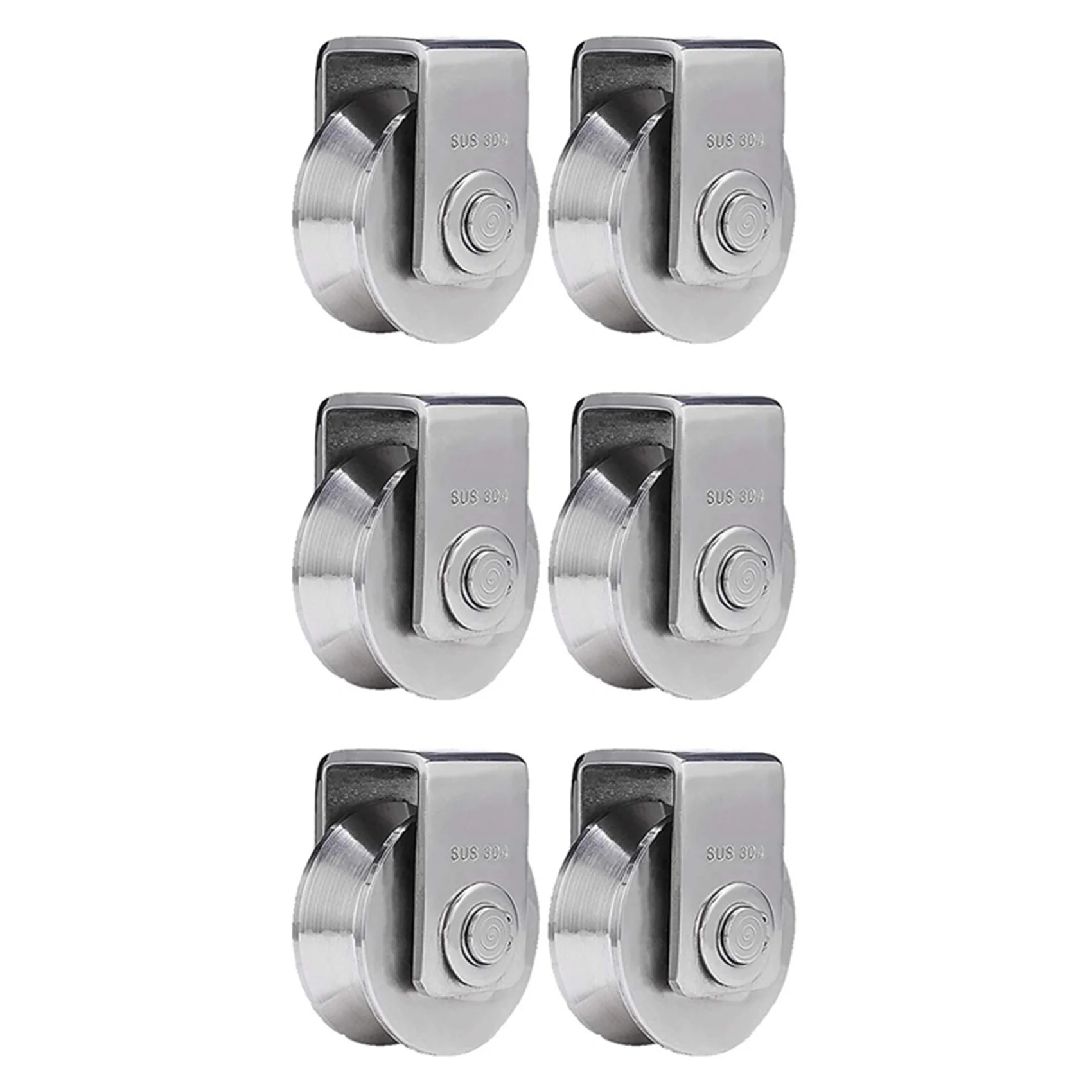 

6Pcs 2 Inch V Type Pulley Roller 304 Stainless Steel Sliding Gate Roller Wheel Bearing For Material Handling And Moving
