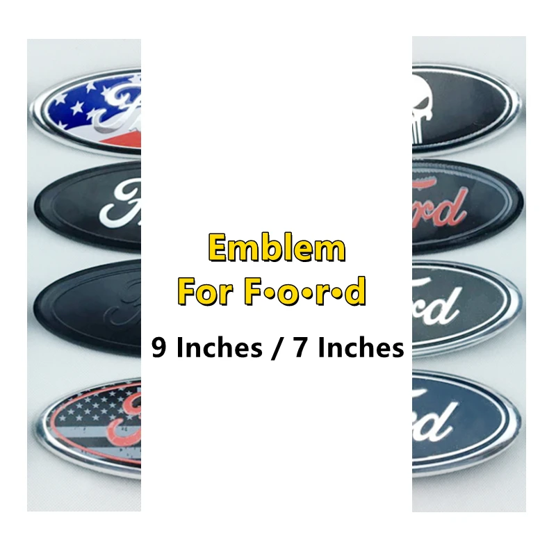 

Car Exterior 7 Inch 9 Inch Front Hood Bonnet Emblem Badge Rear Trunk Sticker For Ford Skull F150 F250 Explorer Edge Accessories