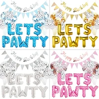 23pcsset pet dog party decoration kit lets pawty balloons birthday banners party supplies for dog cat foil balloons wedding