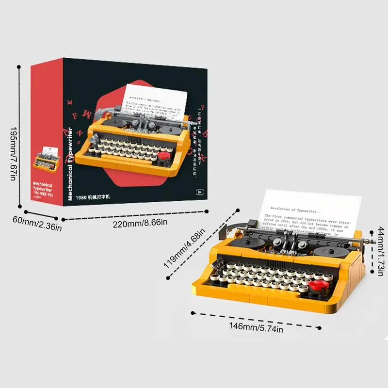 Игрушечный строительный блок для пишущей машинки классические модели набор