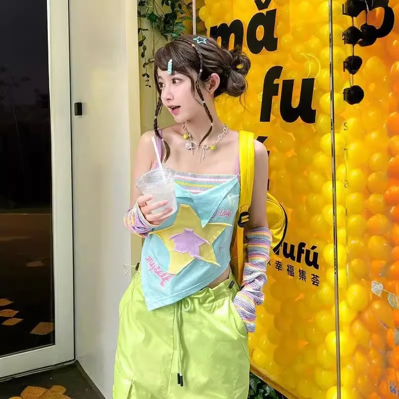 Летняя разноцветная майка для девочек новинка сексуальный женский топ с милыми