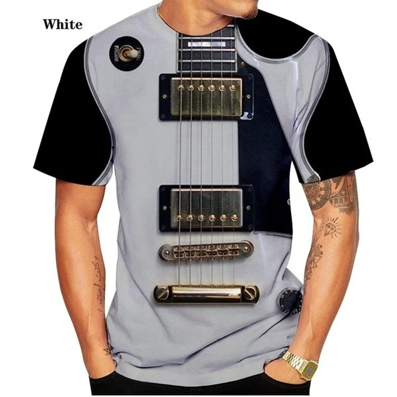 

Fashion T Shirt Unisex Funny Guitar 3D Print T-shirt Men Women Short Sleeves Tee
