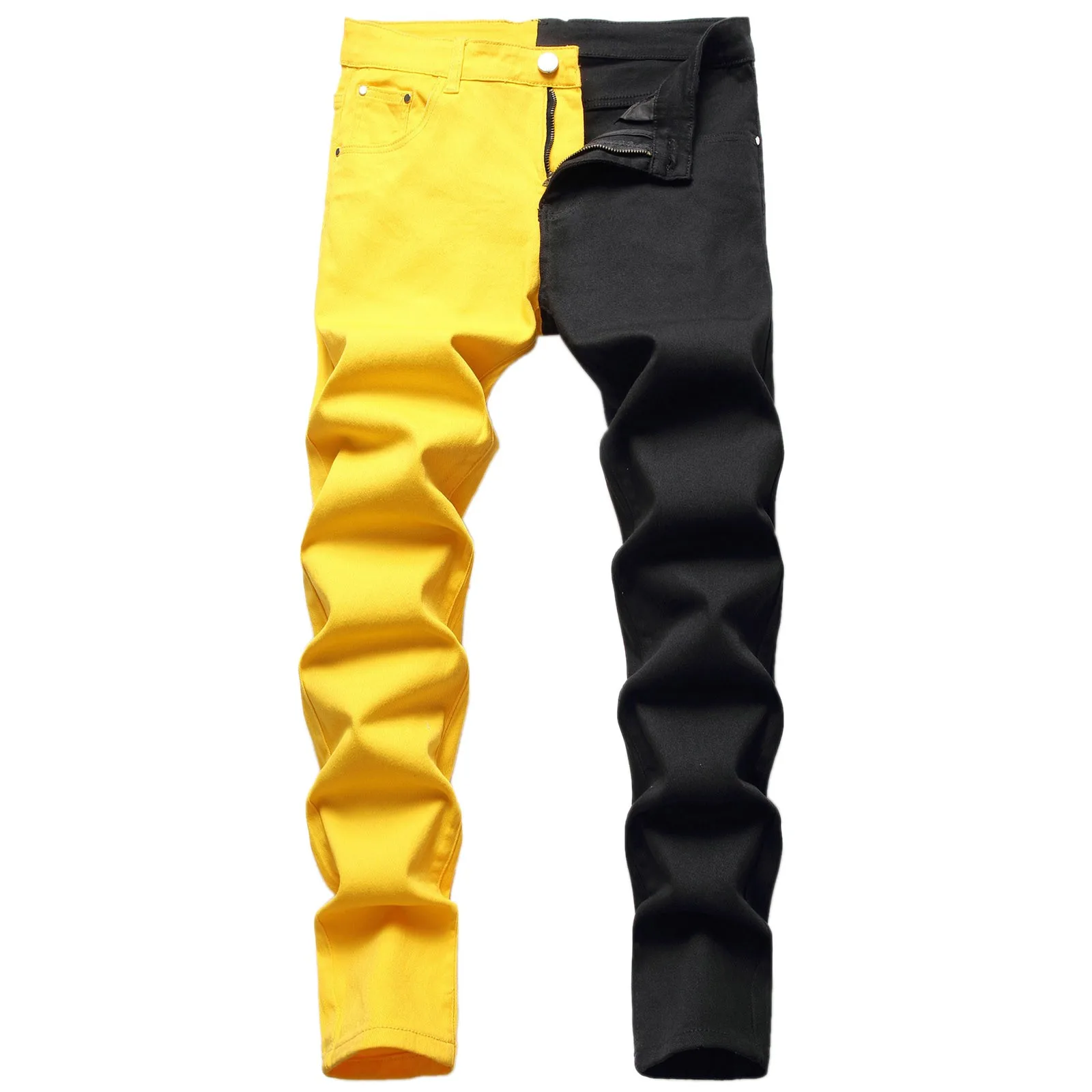 Fashion Straight Hip Jeans Patchwork Street Hop Pants Men's Denim With Pockets Casual Men's pants