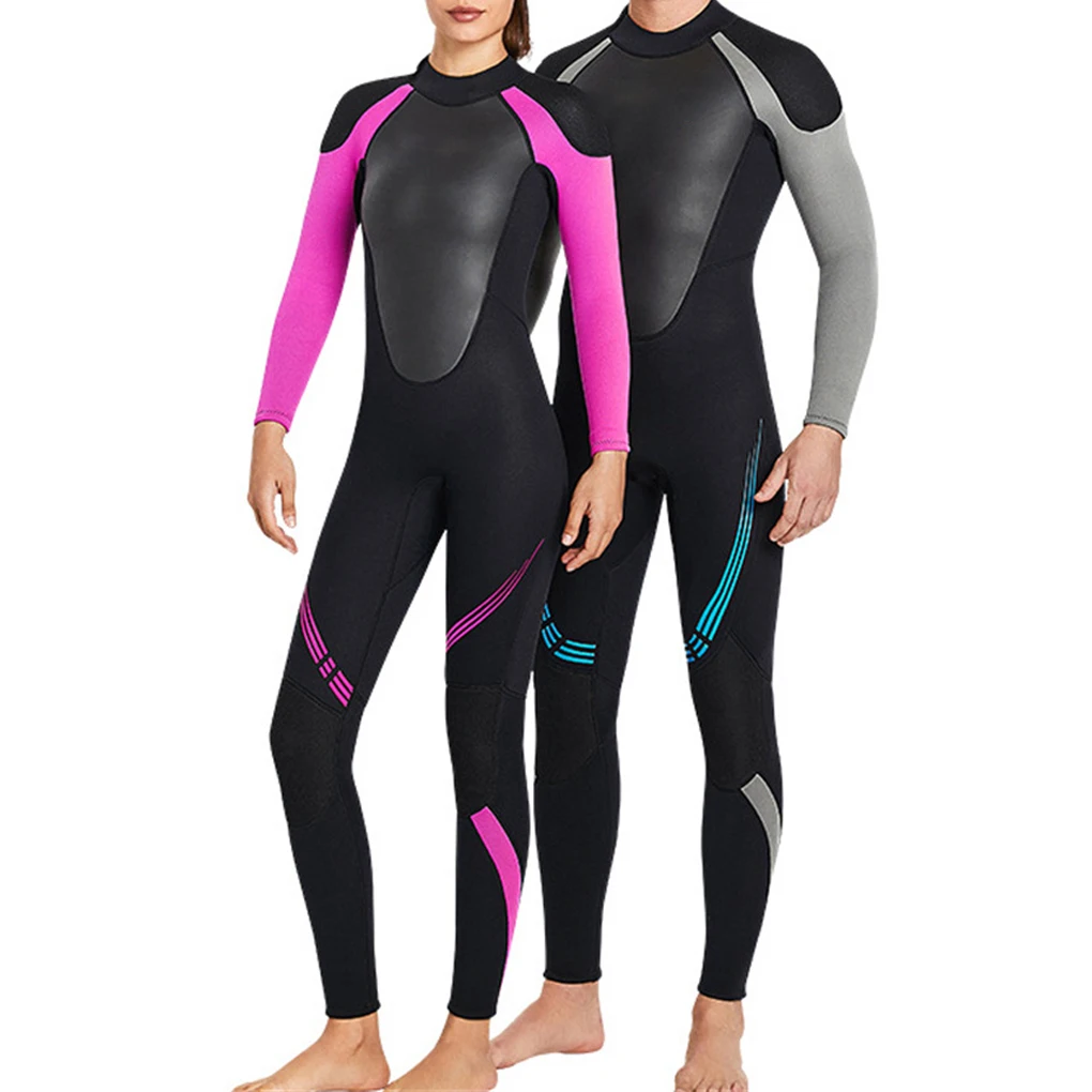 Long Sleeve Diving Suit Portable Flexible 3 Layer Waterproof Thermal Stylish Snorkelling Wetsuit Woman Black M