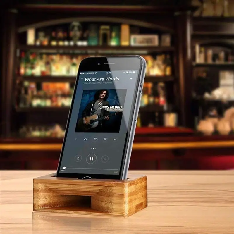 Усилитель звука телефона универсальный бамбуковый держатель для подставка