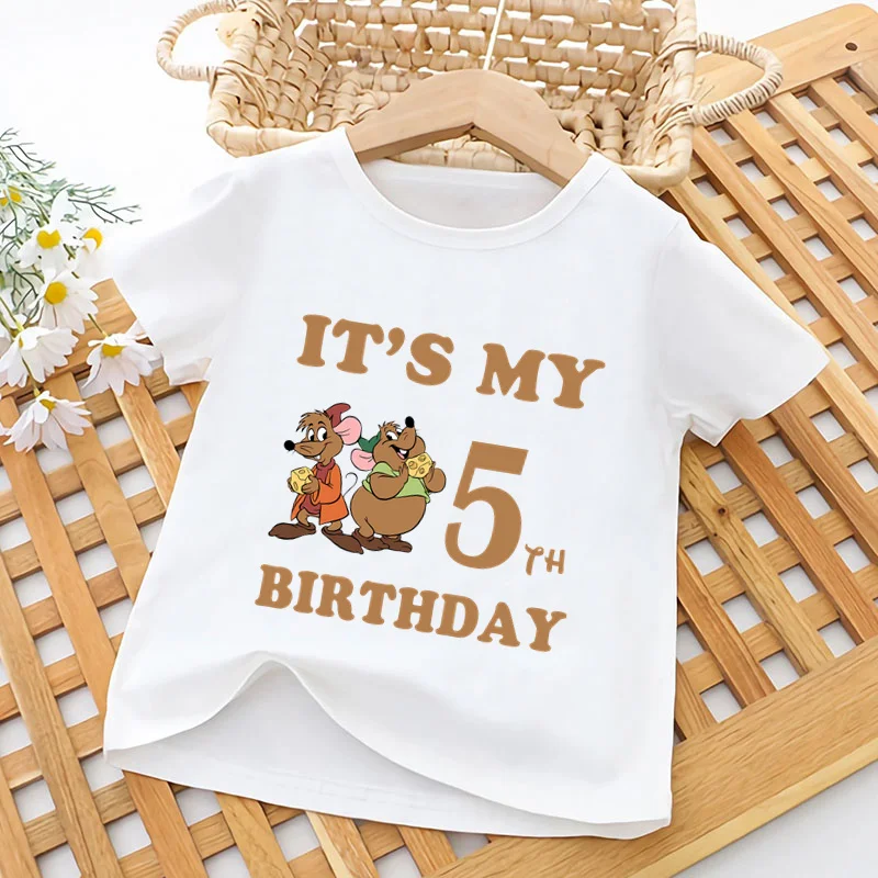 Милая детская футболка с принтом Jaq and Gus Mouse It's My 1 2 3 4 5 6 7 8 9 лет Одежда для дня