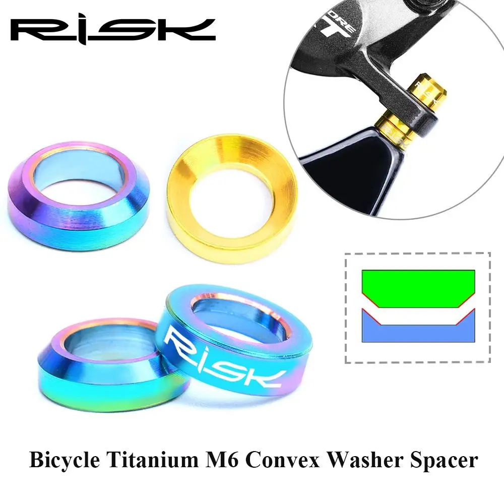 

2pair-RISK Mountain BMX Bike Bicycle Titanium M6 Concave and Convex Washer Spacer For Disc Brake Caliper Group XT Mounting Bolts