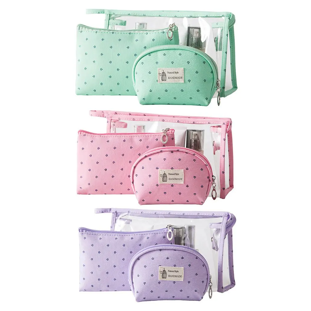 

Cosmetic Bags Three-piece Transparent PVC Cosmetic Storage Bags Travel Portable Toilet Bags Hand Cosmetic Bags