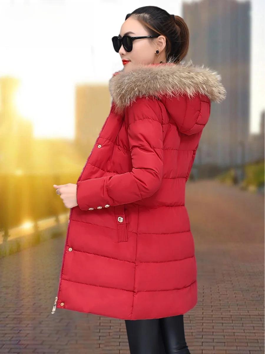 Пуховик Дятел с хлопковой подкладкой женская одежда средней длины новинка 2024