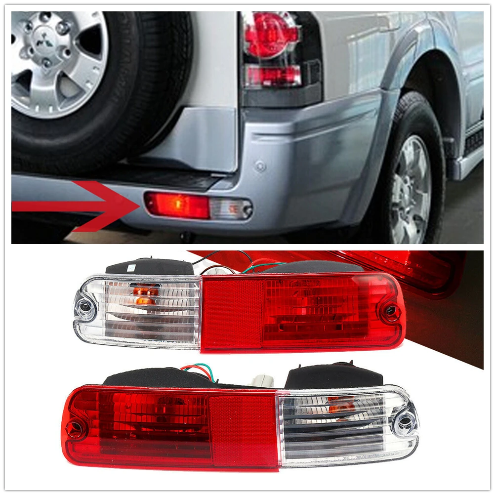 

For Mitsubishi Pajero MONTERO Shogun 2003-2006 V73 V77 Rear Bumper Fog Light Red Reflector LED Tail Signal Lamp Taillight Bulb