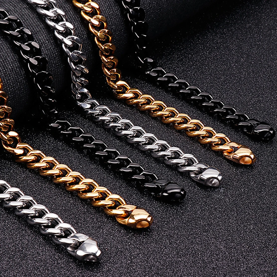 

New Fashion Curb Cuban Link Chain Necklace 13/15mm Mens Stainless Steel Handmade Chain Choker Necklaces For Men Jewelry Gift