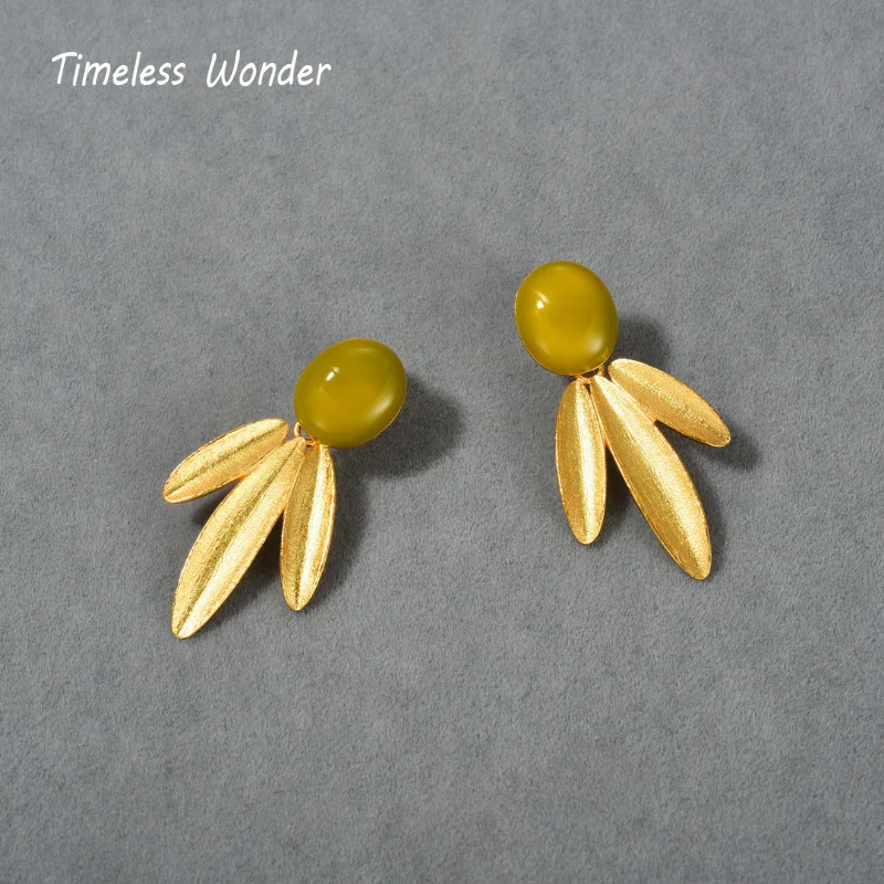

Timeless Wonder Enamel Geo Leaf Stud Earrings for Women Designer Jewelry Ins Party Korean Goth Sweet Pendientes Piercing 2236