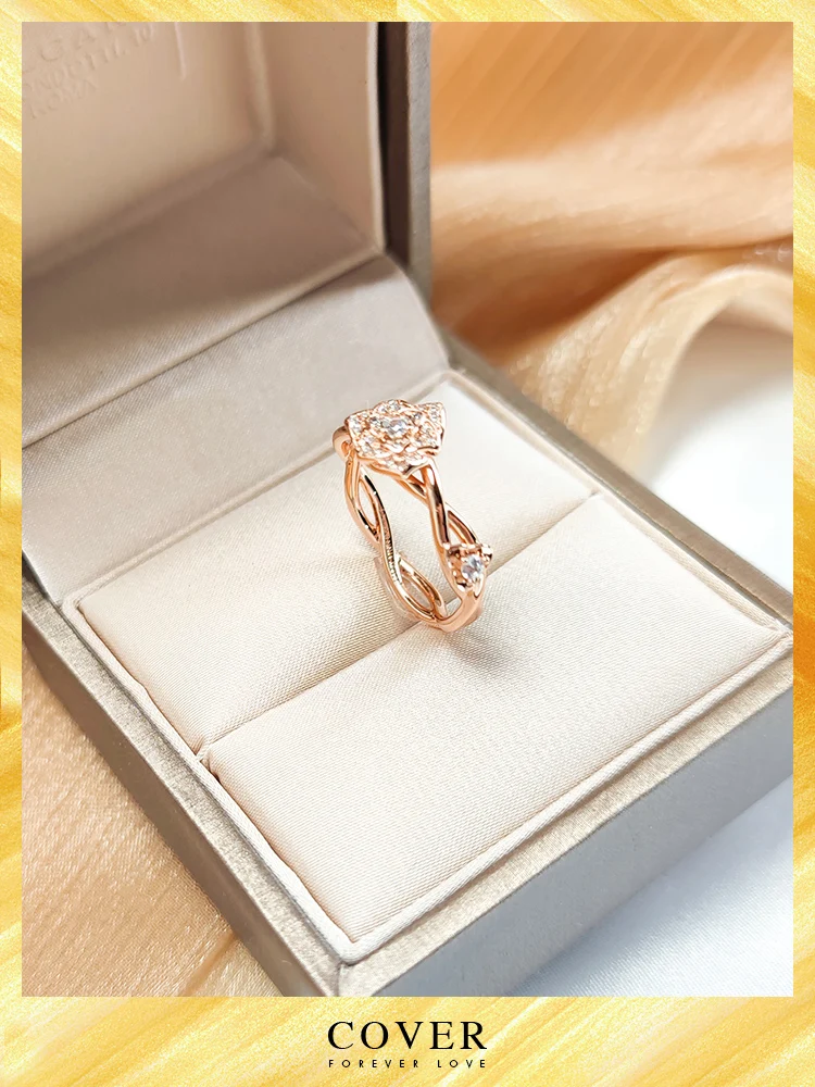 Кольцо с бриллиантами обмотка лозы лепестки роз стерлинговое серебро кольцо