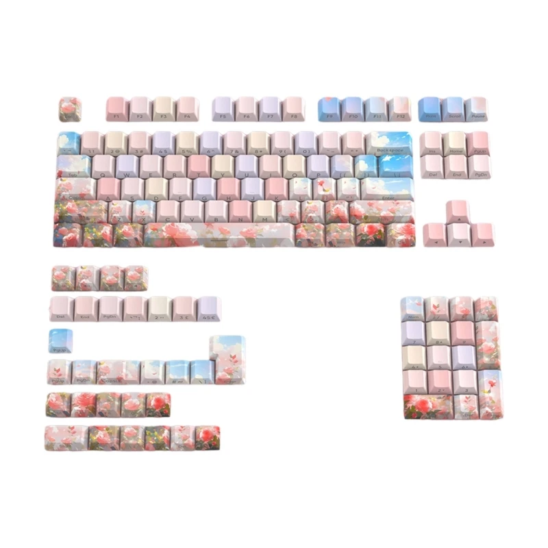 

Double Shot PBT Keycaps Shot Dye Subbed PBT Keycaps for 134 Keys for Mechanical Keyboards Thick PBT Colored Rose Pink