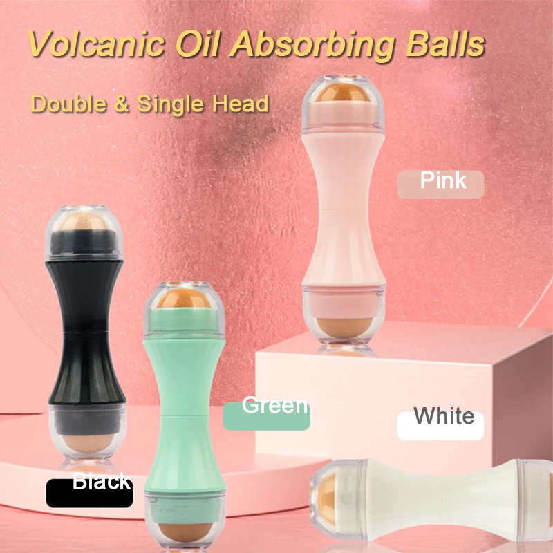 

4Colors Double Bead Volcanic Oil Absorbing Roller Powerful Oil Removal Massage To Clean Pores Remove Oily Face Skin Care Tool