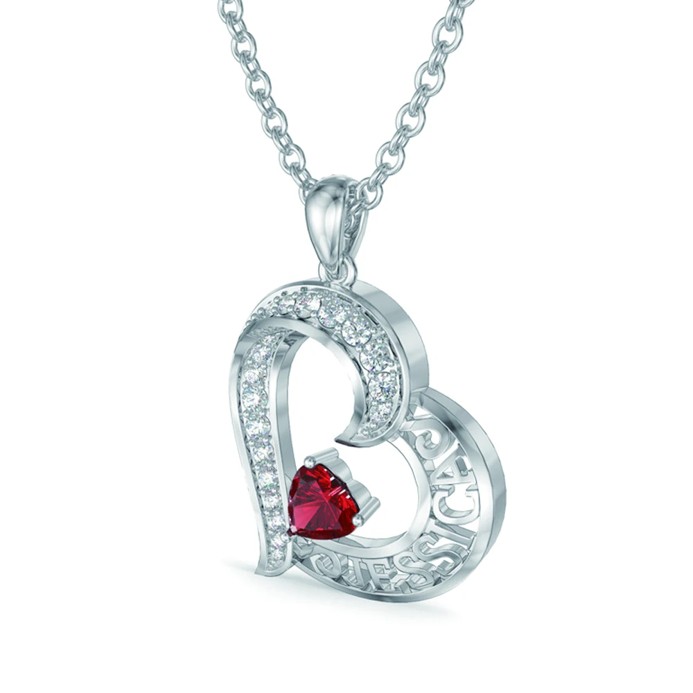 Personalized Name Heart Necklace 925 Silver 3D Printed Jewelry