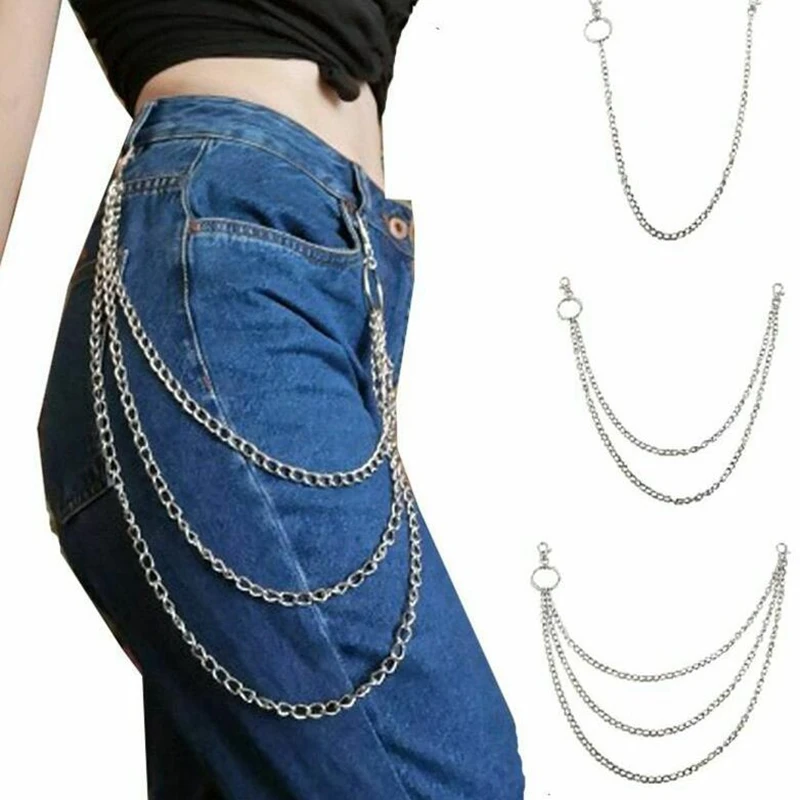 

Hipster Punk Rock Metal Pants Waist Chain Key Chain Harajuku Goth Big Ring Wallet Keychain Jeans Pants Key Ring Hip-hop Jewelry