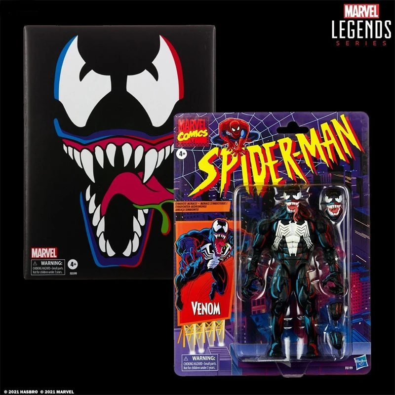 

Hasbro Original 6-Inch Marvel Legends Spider-Man Animation Retro Packaging Series Venom Action Figure Collection Venom Sdcc New