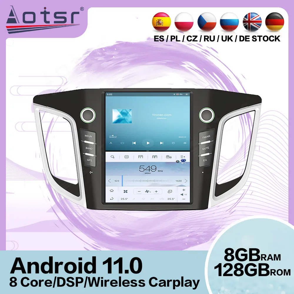 

Qualcomm Tesla Screen Multimedia Stereo Android 11 Player For Hyundai IX25 CRETA 2014 2015 2016 2017 2018 GPS Radio Head Unit