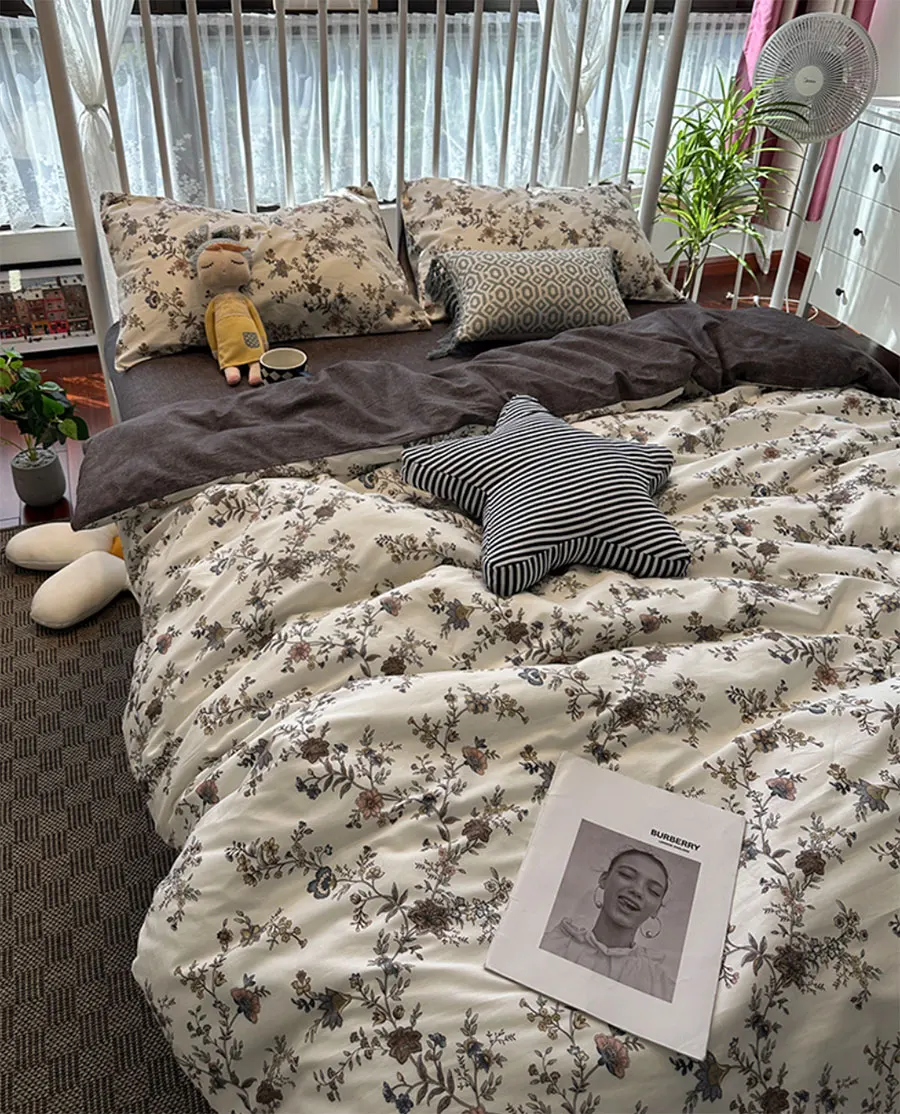 

Vintage elegant pastoral bedding set,twin full queen king nordic design cotton home textile bed sheet pillow case quilt cover