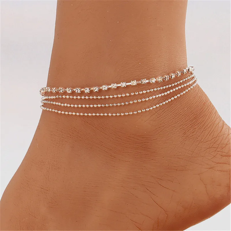 

Trendy Female Crystal Beads Anklets Barefoot Crochet Sandals Foot Jewelry Leg New Anklets On Foot Ankle Bracelets For Women