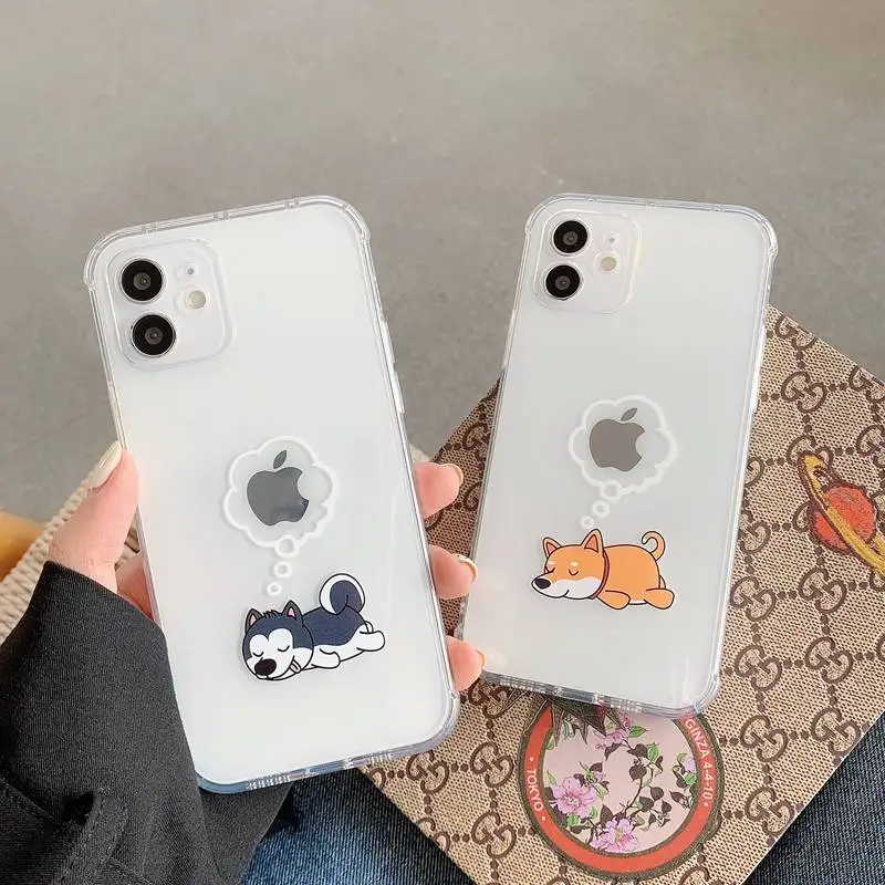 

Cute Cartoon Lazy Sleep Dog Phone Case For iPhone 13 13Pro 12 11 Pro Xs Max X XR X SE2 7 8 Plus Clear Soft Silicone Camera Cover