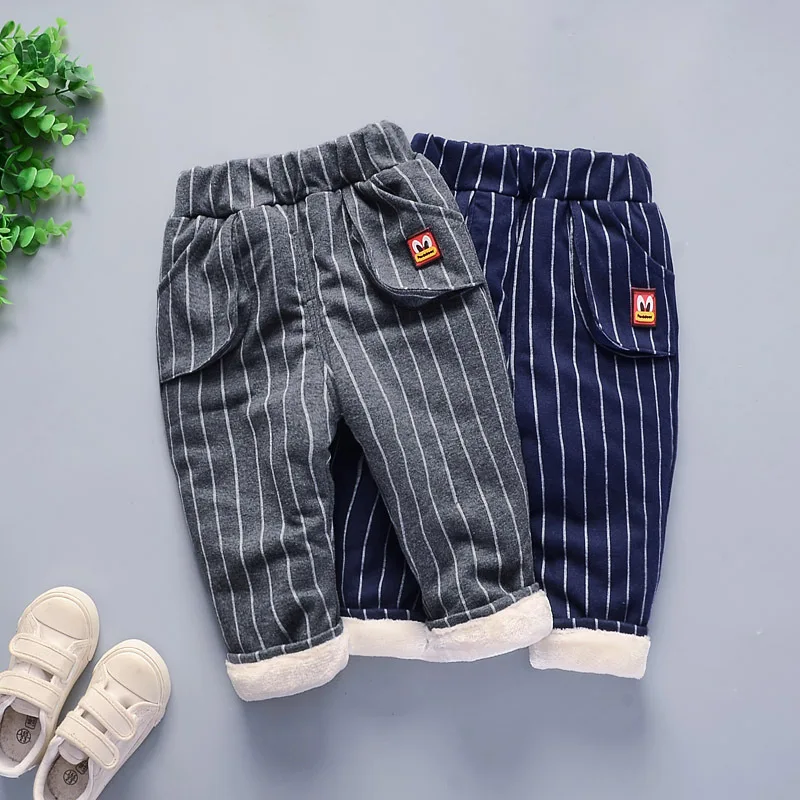 

Boys' Fleece Pants Baby Warm Cotton Pants Winter Three-layer Children's Thickened Western-style Casual Pants