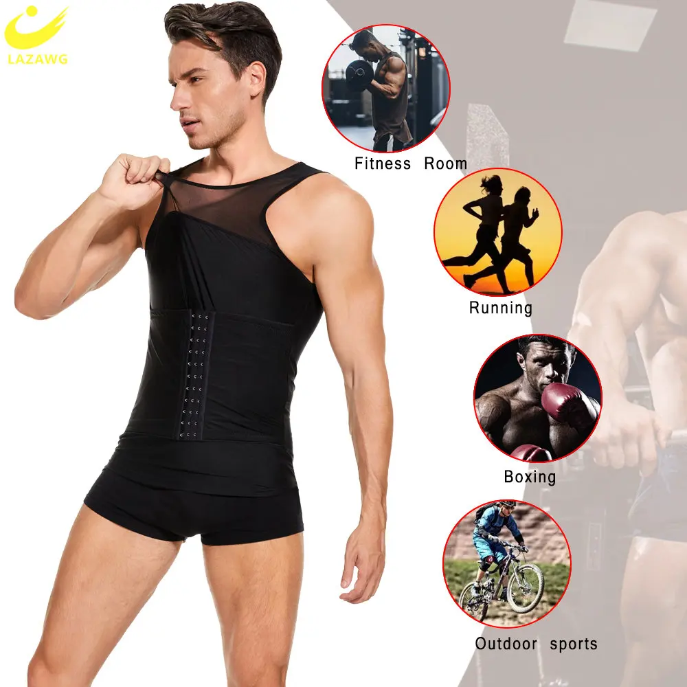 LAZAWG Men's Shapewear Tummy Control  Body Shaper Top Slimming Tank Tops Compression Exercise Sport Workout Fitness Fat Burner