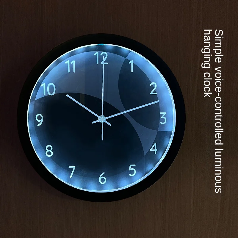 

Creative Geometric Simple Voice-activated Luminous Wall Clock 12 Inches Living Room Bedroom Light Luxury Silent Wall Clock