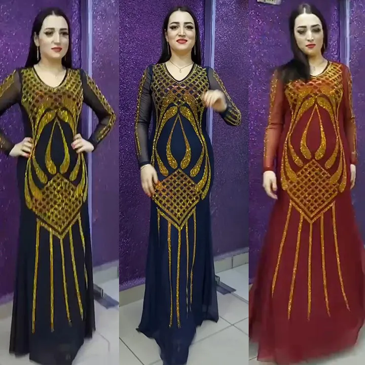Модные шифоновые халаты Дубая, турецкие нежные платья в клетку с узором, мусульманская женская одежда для вечеринки, дня рождения, свадьбы