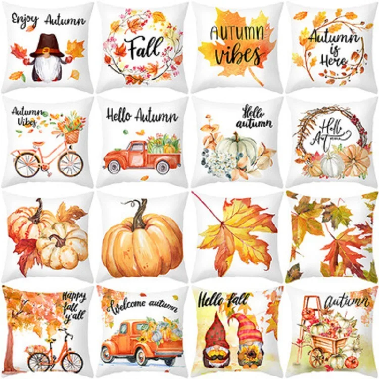 

Luxury Cushion Cover Manufacturer Customized Creative Thanksgiving Pumpkin Pillowcase Wish Cross-border Home Office Car Peach