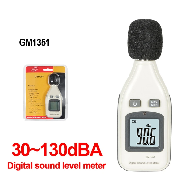 Цифровой измеритель уровня звука шумовой аудио Decibelimetro 30-130 DBA тестер монитора GM1351
