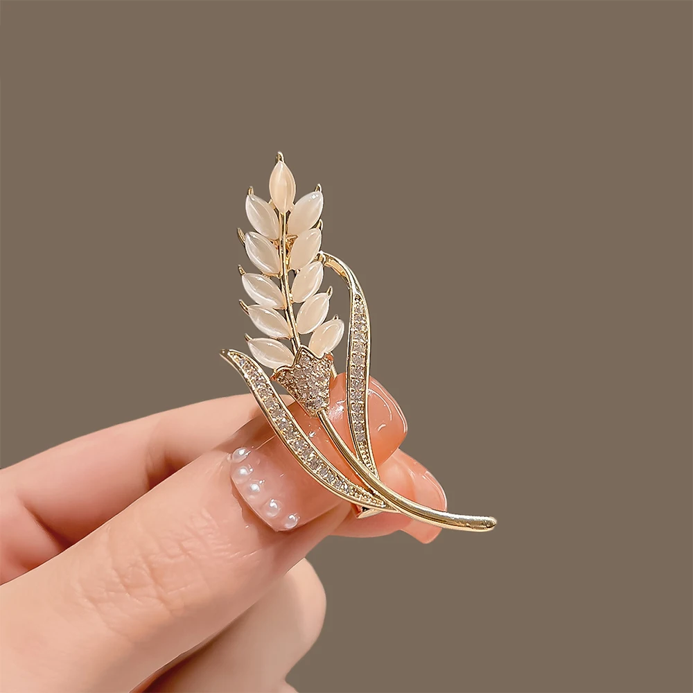 Элегантные броши с пшеничными ушками и кристаллами в виде растений цветов для