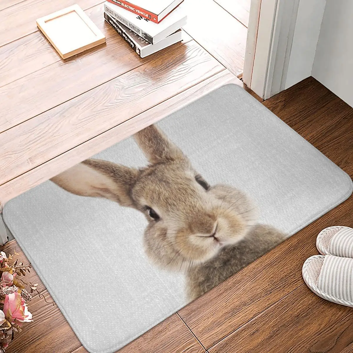 Коврик для ванной с кроличьими ушками Яркий декоративный 3D ковер нескользящий