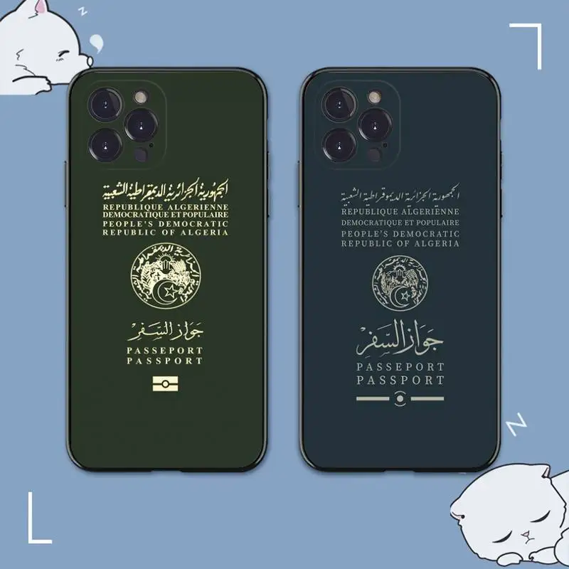 

Algerian Algeria Passport Phone Case For iPhone 8 7 6 6S Plus X SE 2020 XR XS 14 11 12 13 Mini Pro Max Mobile Case