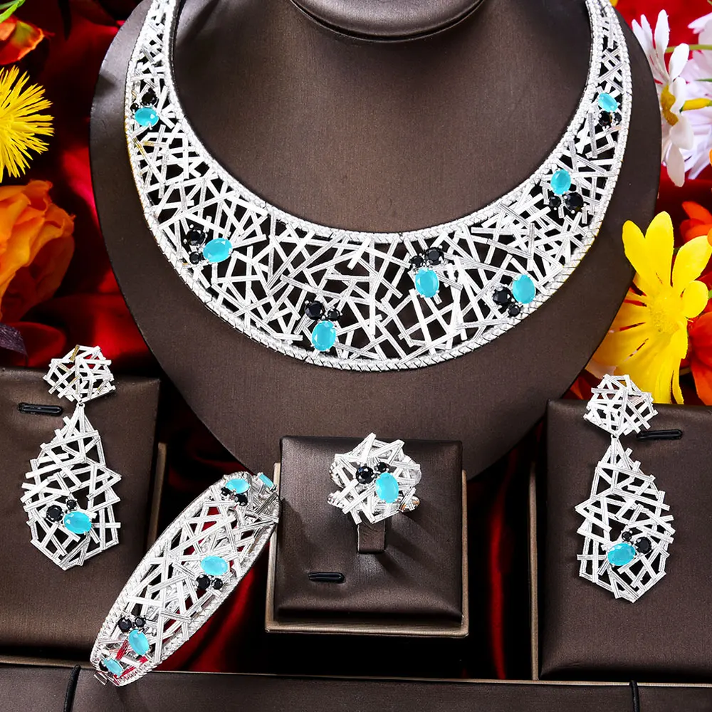 4 шт. свадебное ожерелье в африканском стиле с фианитами