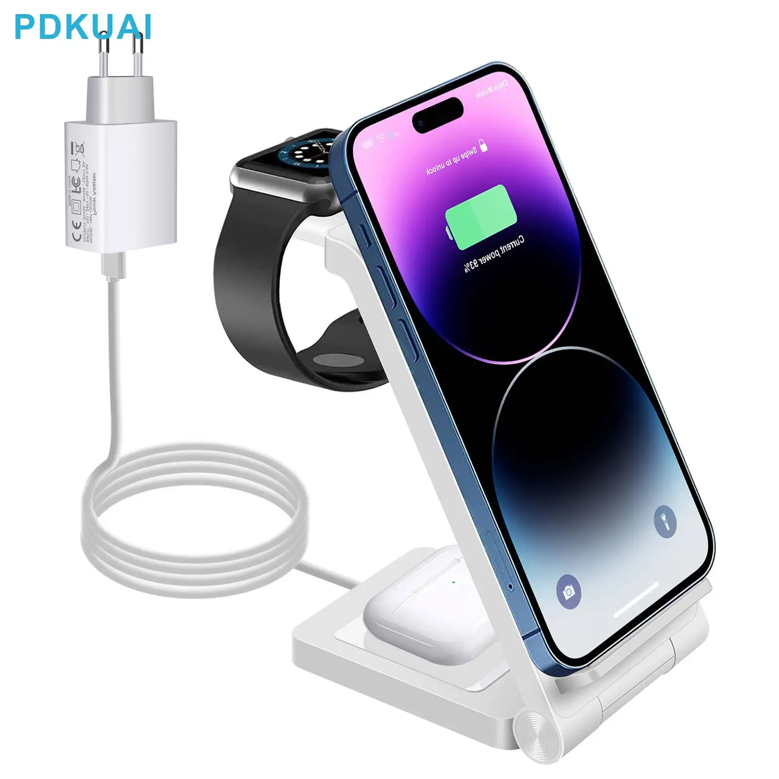 

Беспроводное зарядное устройство 3 в 1 15 Вт для iPhone 14 13 12 11 Pro Max X 8 Airpods 3 Pro Apple Watch 8 7 SE, док-станция для быстрой зарядки