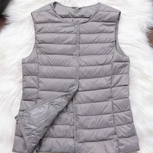 Fitaylor 90% Ultra Light White Duck Down Women Vest Thin Coat Women Duck Down Sleeveless Jacket V Collar Or O Collar Coat