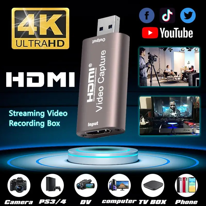 

Карта видеозахвата Usb 3,0 4k 60 Гц Hdmi коробка для потоковой записи видео