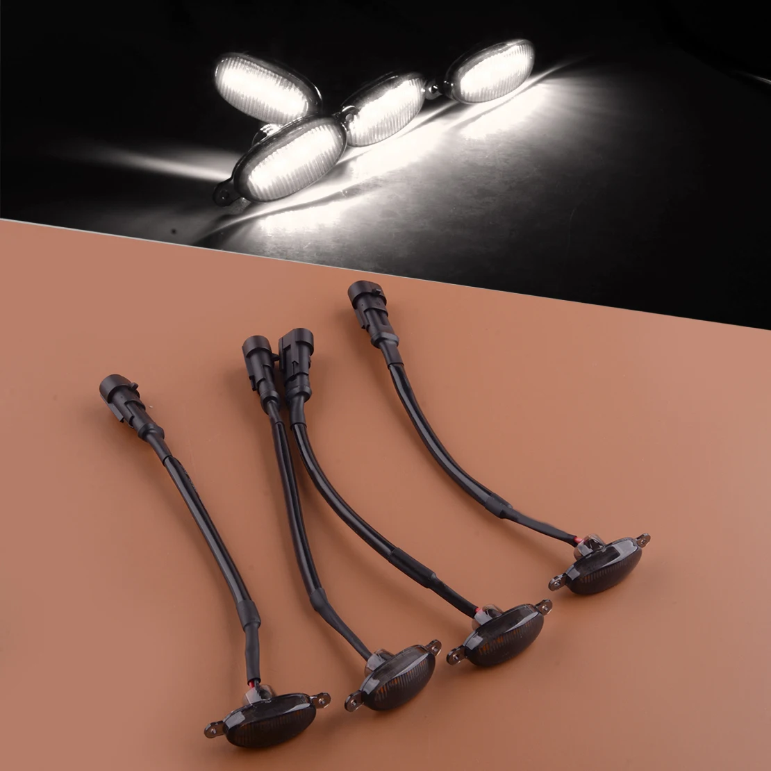 

4Pcs/Set Smoke Car Front Grille White LED Light Lamp Fit for Toyota RAV4 2019 2020 2021 ABS