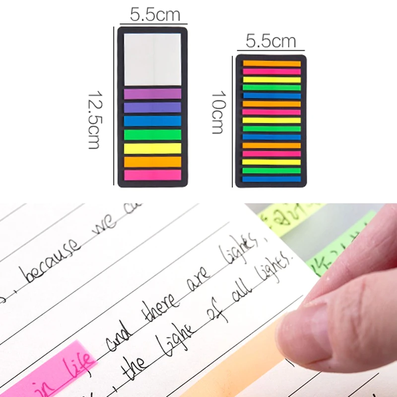 

160/300pcs Color Transparent Fluorescent Index Tabs Flags Sticky Note Stationery