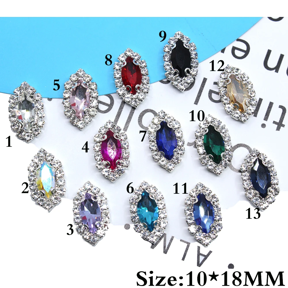 

Mini 100Pcs/Lot 10*18MM Acrylic Rhinestone Buttons Handmade DIY Sewing Accessories for Garment, Wedding, Jewelry, etc.Decortion