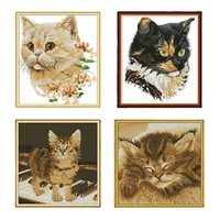 counted cross stitch patterns cat dmc cotton thread printed on canvas embroidery cross stitch kit diy needlework sets home decor