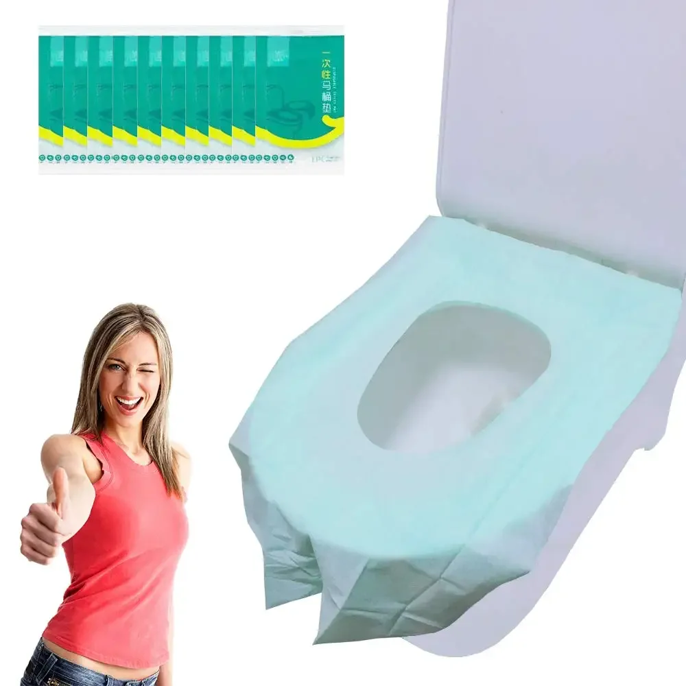 

10Pcs Disposable Toilet Seat Covers Extra Large PE Film Travel Toilet Mats Covers for Kids and Adults Potty Training