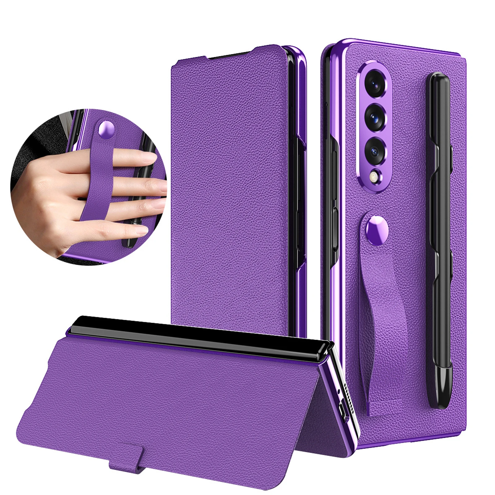 

Чехол кожаный с отделением для ручек и кронштейном для Samsung