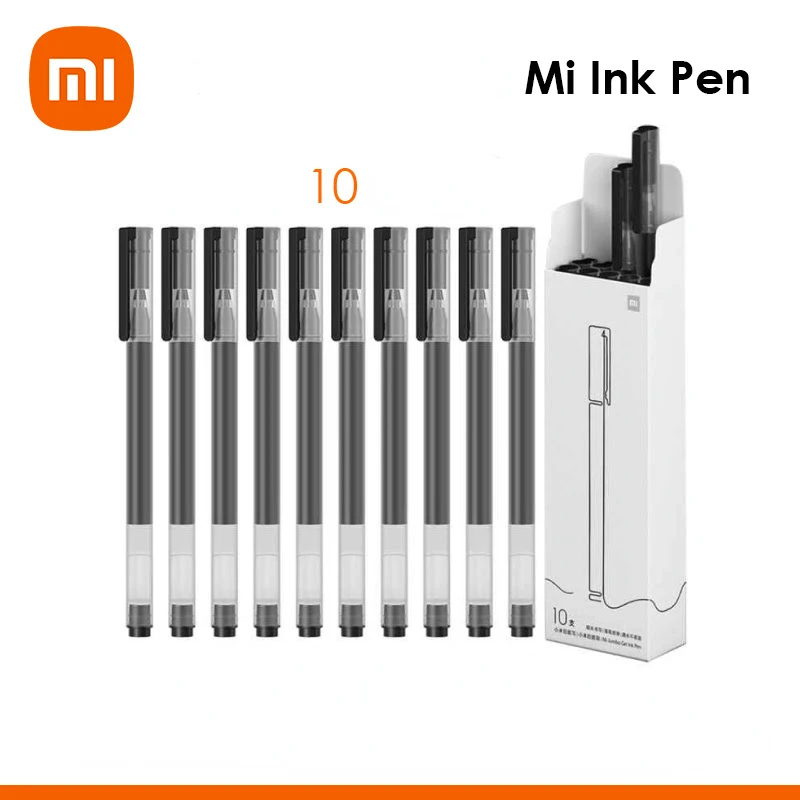 Set of Gel Pens Xiaomi MI High-capacity Pen (10 Pcs) Black Ink  Exam  From School Children Office Supplies Pencils Writing