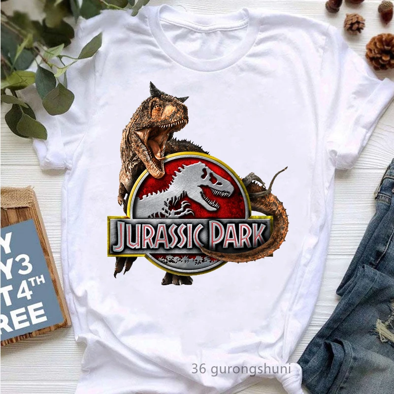 Kawaii Jurassic World Dinosaur Graphic Print T Shirt Girls Cool Casul Tshirt Female Summer Tops Tee Shirt Femme Clothes T-Shirt