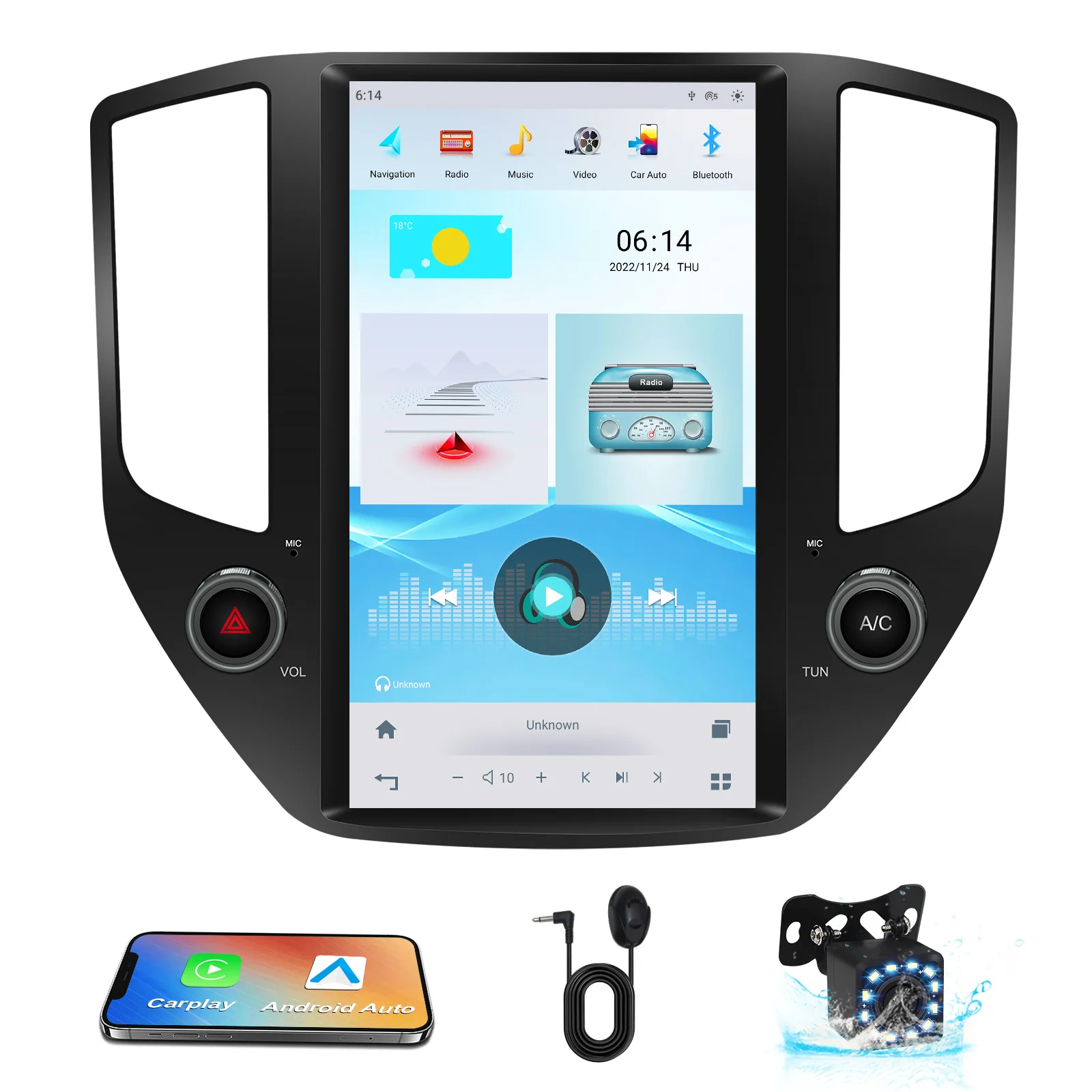 Автомобильный радиоприемник беспроводной Carplay Android автомобильный gps-навигатор MP5